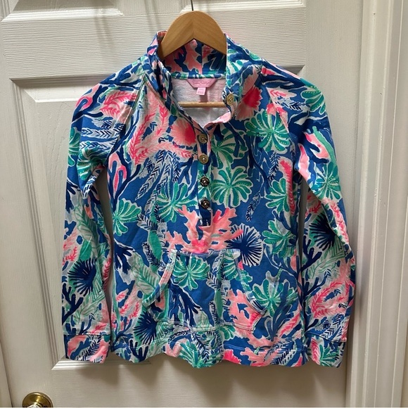 Lilly Pulitzer Popover 1/2 Zip Pullover pink blue white sweatshirt xxs - Picture 1 of 6